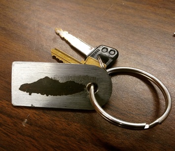 Etched steel keychain